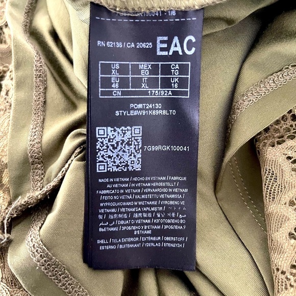 Guess/ Olive green/ Form fitting/ Lace midi dress/ Size US XL - Picture 12 of 17